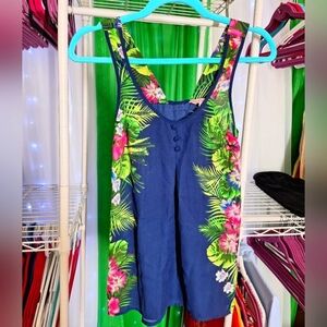 CANDIE'S XS TROPICAL PRINT SUMMER TOP